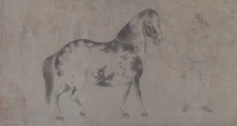 Detalje af Five Tribute Horses (blæk og farve på papir)