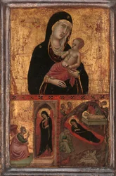 Madonna og barn med bebudelsen og fødselaren, ca. 1310-15.