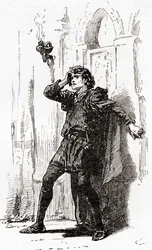 En scene fra William Shakespeares spiller Hamlet, Act I, Scene 5, Hamlet: Remember you! Ja, du stakkels spøgelse, mens hukommelsen holder plads i denne distraherede klode, fra The Works of William Shakespeare, pu