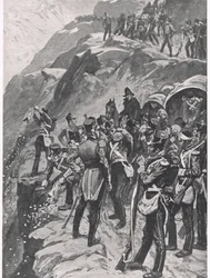 The Retreat to Corunna: Hurling the Silver down the Mountainside, illustration fra 