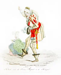Charles Gabriel Potier i rollen som prins Riquet à la Houppe, ca. 1825 (farve litho)