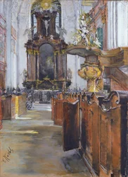 Interiør af St. Michaelis i Hamborg, 1890 (pastel på papir)