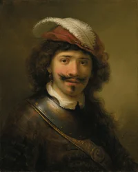 Portræt af en mand iført en kløft og en plymerhat, 1636.