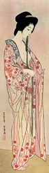 En japansk kvinde iført nagajuban, 1920 1930.