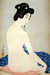 Kvinde efter badet, udgivet af Shosaburo Watanabe, 1920, (træblok i farver)