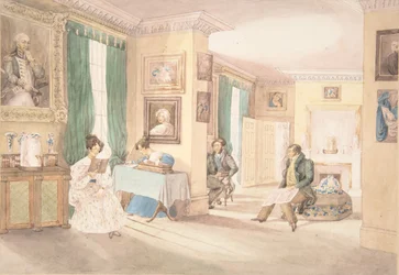 Et interiør i Hatton, Warwickshire, 1820-30.