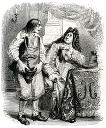 Le savetier et le financier: fabel af La Fontaine illustreret af Grandville.