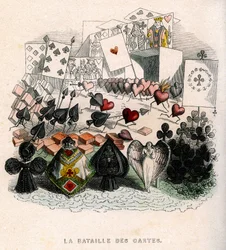 illustration: En kamp om kort at spille, for "Un Autre Monde", udgave Fournier