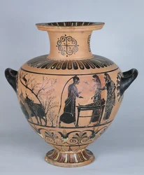 Arkaisk Ionisk Hydria, der forestiller Hermes, der lader som om han sover, fra Cerveteri, ca. 530 f.Kr. (keramik)