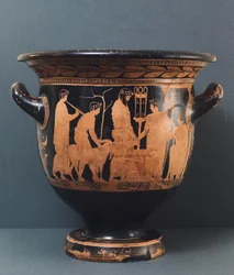 Loftsvase af Kleophon-maler, 5. århundrede f.Kr. (rødt keramik)