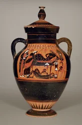 Belly Amphora forestillende Priamos og Achilleus, ca. 550 f.Kr. (keramik) (se også 288279, 293742 og 307550)