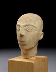 Hoved af en kykladisk figur, Amorgos, ca. 2000 f.Kr. (marmor)