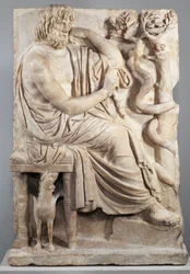 Relief med en siddende mand (The Lansdowne Homer), ca. 75 f.Kr. (marmor)