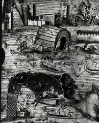 Nilmosaikken, detalje, der skildrer scener fra bondelivet (mosaik)