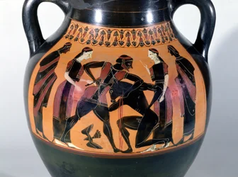 Theseus i kamp med Minotauros, detalje fra en attisk sortfigurig amfora