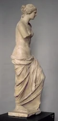 Venus fra Milo, set fra siden, græsk, hellenistisk periode, ca. 100-130 f.Kr. (marmor) (se 14152 for forfra)