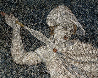 Alexander den Store og Hefaistion under løvejagt, detalje, ca. 320 f.Kr.
