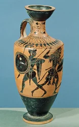Attic Style Lekythos, der forestiller Hercules og Amazonerne (keramik)