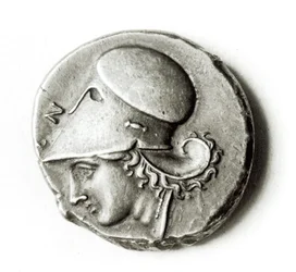 Herakles Didrakme: forside af Athena (metal)