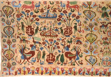 Del af en brudesengevalance, fra Ioannina, Ipeiros (linned broderet med silketråde) (detalje) (se også 271903)