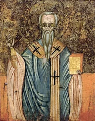 St. Cyril af Alexandria (ca. 376-444), ikon (tempera på panel)