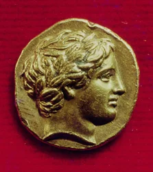 Stater af Filip II (382-336 f.Kr.), konge af Makedonien, med et billede af Apollon, 356-336 f.Kr.