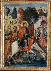 Indtoget i Jerusalem (tempera på træ)