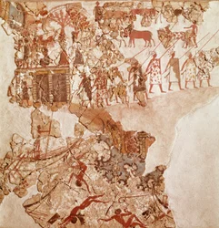 Libyernes død, Akrotiri fresco, Thera (i dag Santorini) (Grækenland), minoiske civilisation