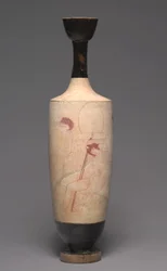 Hvidjordet Lekythos (oliekande til begravelser), ca. 420 f.Kr. (bemalet terrakotta)