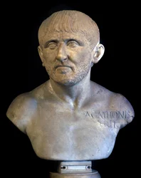 Buste af Agathon of Athenes (448-400 f.Kr.), dramatiker.