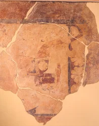 Perseus Hunter, fresko fra metope af Tempel C i Thermos, Grækenland, græsk civilisation, ca 630 f.Kr.