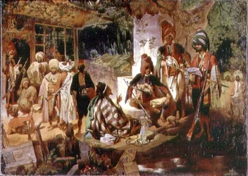 Orientalsk scene (olie på lærred)