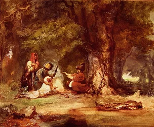 Russiske soldater under de kaukasiske krige i 1817-64 (akvarel på papir)