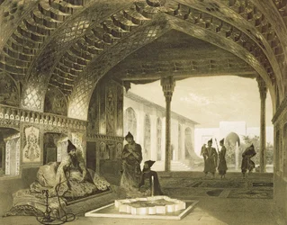 Spejlsalen i Palace of the Sardar of Yerevan, Armenien, plade 17 fra en bog om Kaukasus, indgraveret af Charles Claude Bachelier og Celestin Francois Nanteuil (1813-73) pub. af Alfred