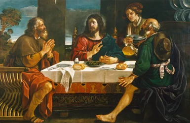 Nadver i Emmaus, af Giovanni Francesco Barbieri, kendt som Guercino (1591-1666), olie på lærred
