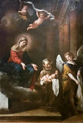 Madonnaen med fra Felice da Cantalice, spædbarnet Jesus og en engel, Guercino