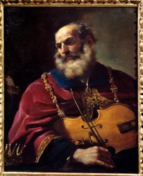 Kong David (spiller violin). Maleri af Barbieri Giovanni Francesco dit Le Guerchin (1591-1666)