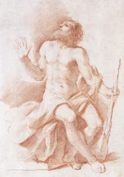 Sankt Paul Eremitten, ser op til venstre og holder en pind, ca. 1637-8