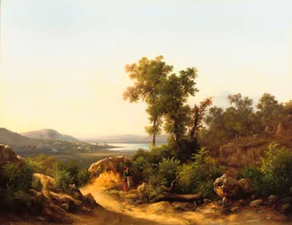 Trasimeno: Udsigt over Trasimenosøen, Italien, 1874
