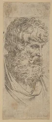 Buste af en skægget mand, ca. 1600-1640.