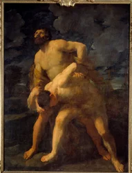 Hercules kæmper med Achelous Hercules dækker den græske flod. Maleri af Guido Reni dit le Guide (1575-1642) 1620 søn. 2,61 X 1,92 m