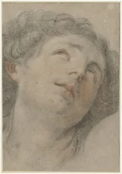 Hovedet af Saint Sebastian, kigger opad