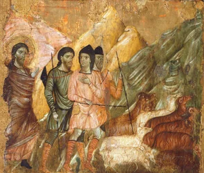 Majestæt, af Guido da Siena (ca. 1230-ca. 1290), Detail. Søjlehal, Palazzo Pubblico (rådhuset), Siena, Italien