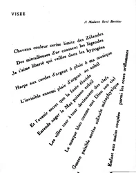 Calligram af Guillaume Apollinaire (1880-1918): "" Visee""