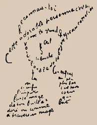 Kalligram "Reconnais-toi", digt til Louise de Coligny-Chatillon, 9. februar 1915
