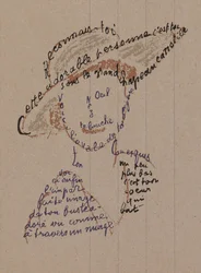 Kalligram "Reconnais-toi" for Coco Chanel, ca. 1918