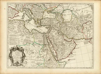 1701 Guillaume Delisle kort over det osmanniske og persiske rige (beskåret)