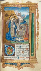 Trykt tidebog (brug i Rom): fol. 34r, Fødslen