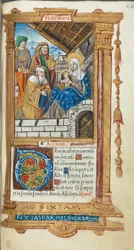 Trykt tidebog (brug af Rom): bl. 38r, De hellige tre kongers tilbedelse