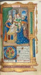 Trykt tidebog (brug af Rom): fol. 40r, Præsentation i templet